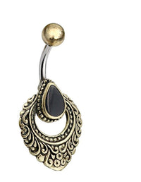 Load image into Gallery viewer, Bauchnabelpiercing Edelstahl Brass Ornament Träne Inlay - chic - net.de
