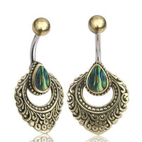 Load image into Gallery viewer, Bauchnabelpiercing Edelstahl Brass Ornament Träne Inlay - chic - net.de
