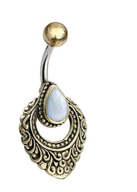 Load image into Gallery viewer, Bauchnabelpiercing Edelstahl Brass Ornament Träne Inlay - chic - net.de
