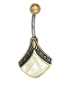 Load image into Gallery viewer, Bauchnabelpiercing Edelstahl Brass Raute Inlay - chic - net.de
