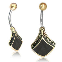 Load image into Gallery viewer, Bauchnabelpiercing Edelstahl Brass Raute Inlay - chic - net.de
