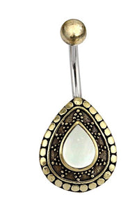 Load image into Gallery viewer, Bauchnabelpiercing Edelstahl Brass Sonnen Träne Inlay - chic - net.de
