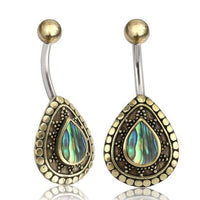 Load image into Gallery viewer, Bauchnabelpiercing Edelstahl Brass Sonnen Träne Inlay - chic - net.de
