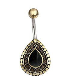 Load image into Gallery viewer, Bauchnabelpiercing Edelstahl Brass Sonnen Träne Inlay - chic - net.de

