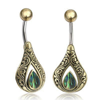 Load image into Gallery viewer, Bauchnabelpiercing Edelstahl Brass Tropfen Inlay - chic - net.de
