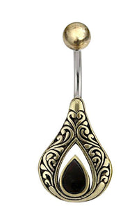 Load image into Gallery viewer, Bauchnabelpiercing Edelstahl Brass Tropfen Inlay - chic - net.de
