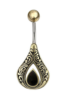 Load image into Gallery viewer, Bauchnabelpiercing Edelstahl Brass Tropfen Inlay - chic - net.de
