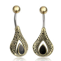 Load image into Gallery viewer, Bauchnabelpiercing Edelstahl Brass Tropfen Inlay - chic - net.de
