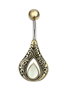 Load image into Gallery viewer, Bauchnabelpiercing Edelstahl Brass Tropfen Inlay - chic - net.de
