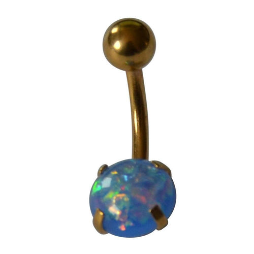Bauchnabelpiercing Edelstahl gold Opal Stab 10x1.6mm - chic - net.de