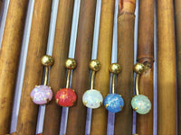 Load image into Gallery viewer, Bauchnabelpiercing Edelstahl gold Opalit Stab 10x1.6mm - chic - net.de
