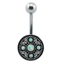 Load image into Gallery viewer, Bauchnabelpiercing Edelstahl Opal Vintage antik - chic - net.de
