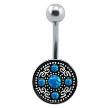 Load image into Gallery viewer, Bauchnabelpiercing Edelstahl Opal Vintage antik - chic - net.de
