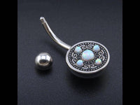 Load image into Gallery viewer, Bauchnabelpiercing Edelstahl Opal Vintage antik - chic - net.de
