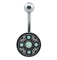 Load image into Gallery viewer, Bauchnabelpiercing Edelstahl Opal Vintage antik - chic - net.de
