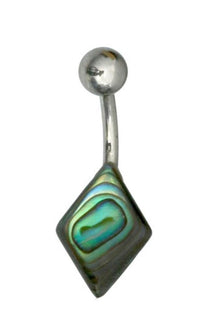 Load image into Gallery viewer, Bauchnabelpiercing Edelstahl Perlmutt Raute Paua Abalone - chic - net.de
