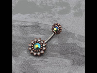 Load image into Gallery viewer, Bauchnabelpiercing Edelstahl rose Kristall Blume - chic - net.de
