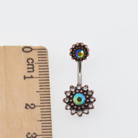 Load image into Gallery viewer, Bauchnabelpiercing Edelstahl rose Kristall Blume - chic - net.de
