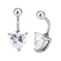 Cargar imagen en el visor de la galería, Bauchnabelpiercing Edelstahl silber Farben weißer Herzförmiger Zirkonia Stein - chic - net.de
