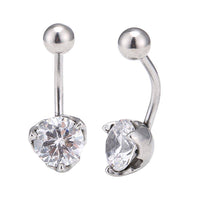 Cargar imagen en el visor de la galería, Bauchnabelpiercing Edelstahl silber Farben weißer runder Zirkonia Stein - chic - net.de
