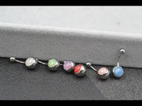 Load image into Gallery viewer, Bauchnabelpiercing Edelstahl silber Resin Opal Stab 10x1.6mm - chic - net.de
