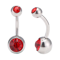 Load image into Gallery viewer, Bauchnabelpiercing Edelstahl silberfarben Stein rot in beiden Kugeln - chic - net.de
