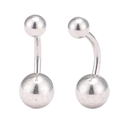 Bauchnabelpiercing Edelstahl silberfarben zwei Kugeln schlicht - chic - net.de