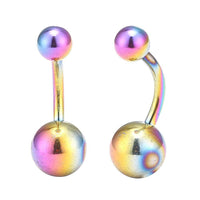Load image into Gallery viewer, Bauchnabelpiercing Edelstahl zwei Kugeln Regenbogen Farben bunt schimmernd - chic - net.de

