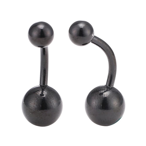 Bauchnabelpiercing Edelstahl zwei Kugeln schwarz Banane - chic - net.de