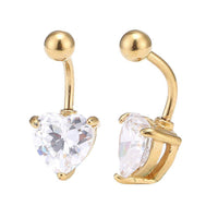 Load image into Gallery viewer, Bauchnabelpiercing goldfarben großes Herz Zirkonia Stein weiß Edelstahl - chic - net.de
