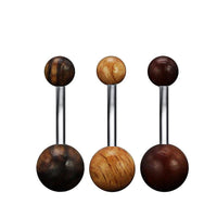 Load image into Gallery viewer, Bauchnabelpiercing Holz rot braun Kugeln Edelstahl - chic - net.de
