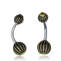 Load image into Gallery viewer, Bauchnabelpiercing Messing Edelstahl antik gold silber Kugel - chic - net.de
