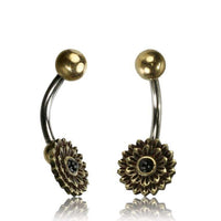 Load image into Gallery viewer, Bauchnabelpiercing Messing Edelstahl antik golden silbern Dalie Onyx - chic - net.de
