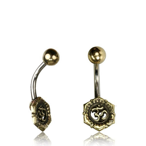 Bauchnabelpiercing Messing Edelstahl antik golden silbern OM - Blume - chic - net.de