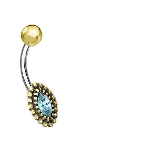 Bauchnabelpiercing Messing Edelstahl gold Kristall Auge - chic - net.de