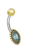 Load image into Gallery viewer, Bauchnabelpiercing Messing Edelstahl gold Kristall Auge - chic - net.de
