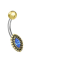 Load image into Gallery viewer, Bauchnabelpiercing Messing Edelstahl gold Kristall Auge - chic - net.de
