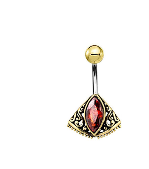 Bauchnabelpiercing Messing Edelstahl Marquise Schliff - chic - net.de