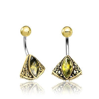 Load image into Gallery viewer, Bauchnabelpiercing Messing Edelstahl Marquise Schliff - chic - net.de
