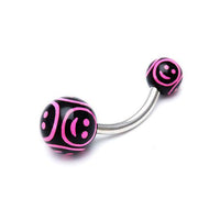 Cargar imagen en el visor de la galería, Bauchnabelpiercing Smilie Gesichter Bioflex 2 Kugeln Bananenpiercing Edelstahl nickelfrei - chic - net.de
