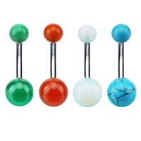 Load image into Gallery viewer, Bauchnabelpiercing Stein Kugeln Edelstahl - chic - net.de
