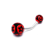 Cargar imagen en el visor de la galería, Bauchnabelpiercing Stern Kreis Bioflex 2 Kugeln Bananenpiercing Edelstahl nickelfrei - chic - net.de
