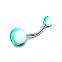 Cargar imagen en el visor de la galería, Bauchnabelpiercing Streifen neon bunt Regenbogen Bioflex Kugeln Bananenpiercing Edelstahl nickelfrei - chic - net.de
