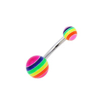 Cargar imagen en el visor de la galería, Bauchnabelpiercing Streifen neon bunt Regenbogen Bioflex Kugeln Bananenpiercing Edelstahl nickelfrei - chic - net.de
