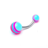 Cargar imagen en el visor de la galería, Bauchnabelpiercing Streifen neon bunt Regenbogen Bioflex Kugeln Bananenpiercing Edelstahl nickelfrei - chic - net.de
