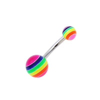 Cargar imagen en el visor de la galería, Bauchnabelpiercing Streifen neon bunt Regenbogen Bioflex Kugeln Bananenpiercing Edelstahl nickelfrei - chic - net.de
