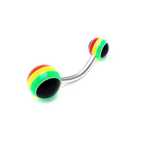 Cargar imagen en el visor de la galería, Bauchnabelpiercing Streifen neon bunt Regenbogen Bioflex Kugeln Bananenpiercing Edelstahl nickelfrei - chic - net.de
