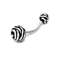 Load image into Gallery viewer, Bauchnabelpiercing Zebra Muster Bioflex 2 Kugeln Bananenpiercing Edelstahl nickelfrei - chic - net.de
