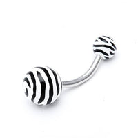 Load image into Gallery viewer, Bauchnabelpiercing Zebra Muster Bioflex 2 Kugeln Bananenpiercing Edelstahl nickelfrei - chic - net.de
