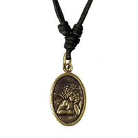Load image into Gallery viewer, Baumwolle Kette schwarz Anhänger oval Engel Pray for us Brass antik golden - chic - net.de
